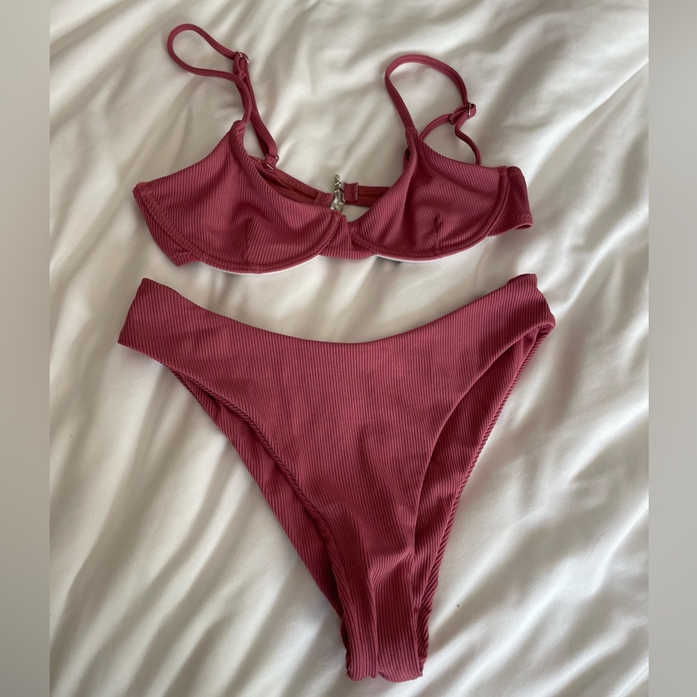 Rib underwire bikini swimsuit size small